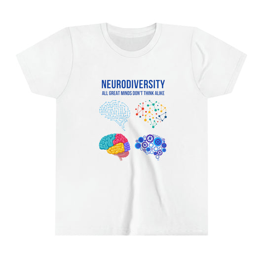 Neurodiversity All Minds Don't Think Alike- Youth Short Sleeve T-Shirt